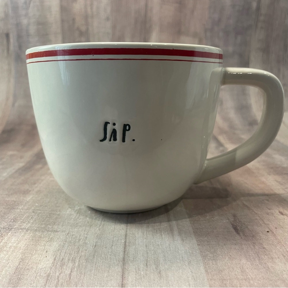 Retired Rae Dunn "Sip" Red Line Large Coffee Cup Tea Mug